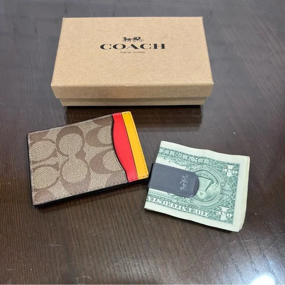 COACH monogram money clip 5 card slot wallet nib - Picture 4 of 6